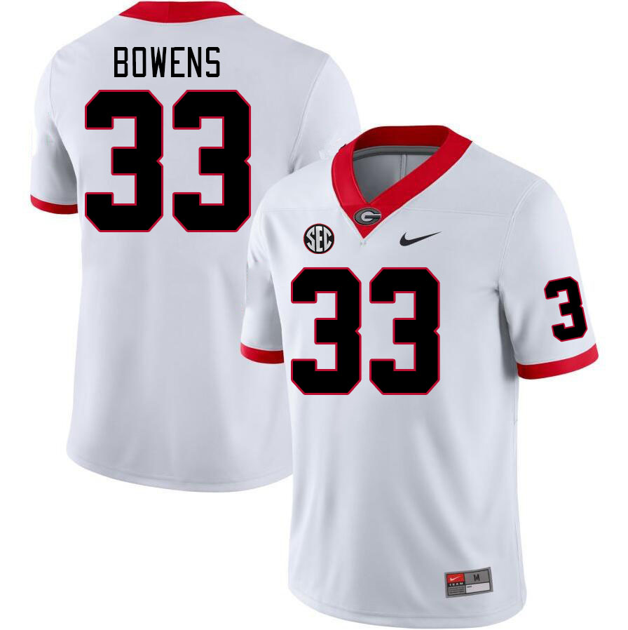 Men #33 Chauncey Bowens Georgia Bulldogs College Football Jerseys Stitched-White